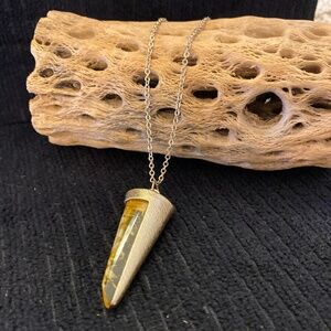 Gold Citrine Crystal Pendant Necklace